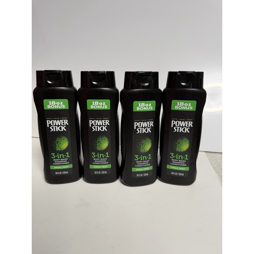Power Stick 3-in-1 Shampoo Conditioner Body Wash 18 oz Pack Of 4